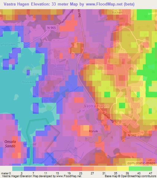 Vastra Hagen,Sweden Elevation Map