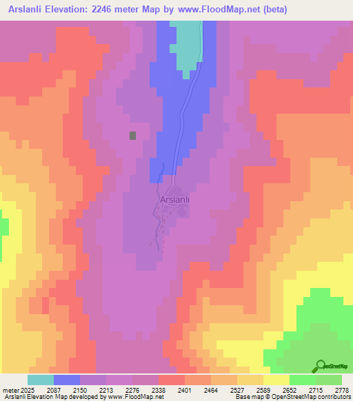 Arslanli,Turkey Elevation Map