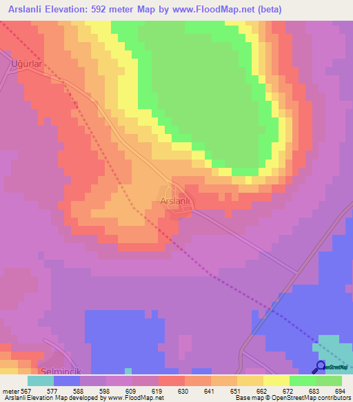 Arslanli,Turkey Elevation Map