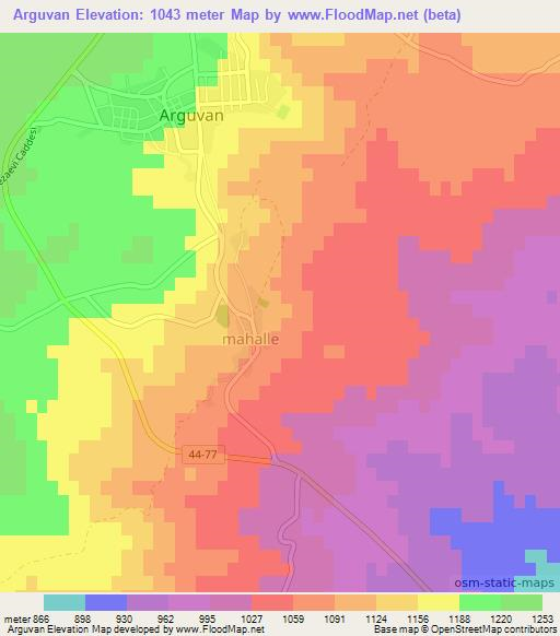 Arguvan,Turkey Elevation Map