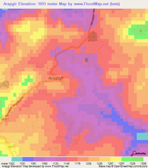 Arapgir,Turkey Elevation Map