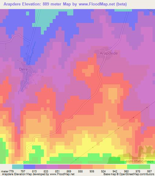 Arapdere,Turkey Elevation Map