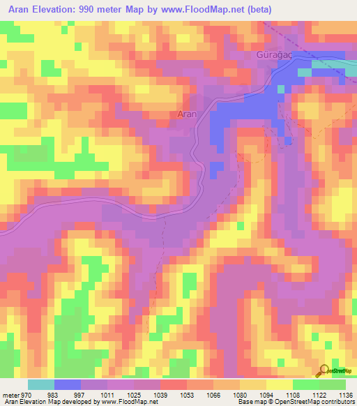 Aran,Turkey Elevation Map