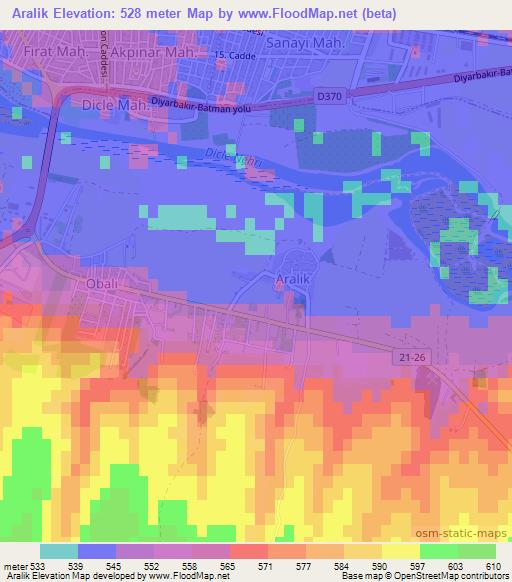 Aralik,Turkey Elevation Map