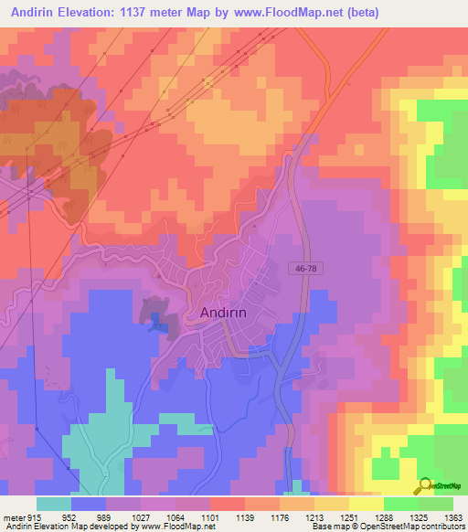 Andirin,Turkey Elevation Map