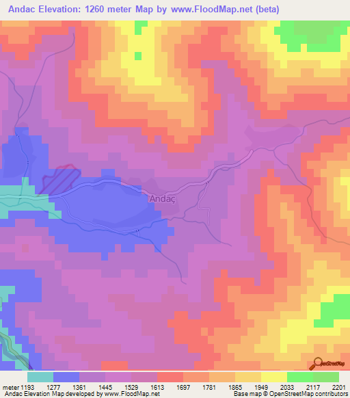 Andac,Turkey Elevation Map