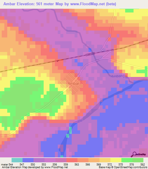 Ambar,Turkey Elevation Map