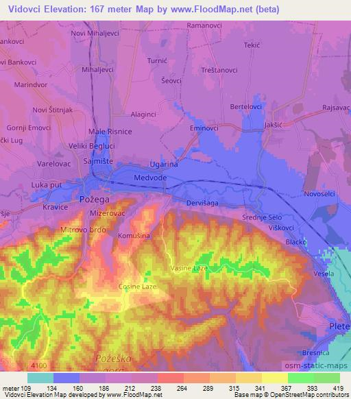 Vidovci,Croatia Elevation Map