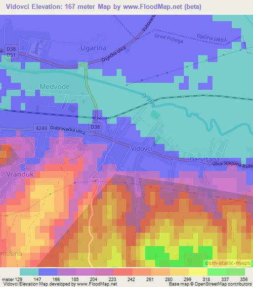 Vidovci,Croatia Elevation Map