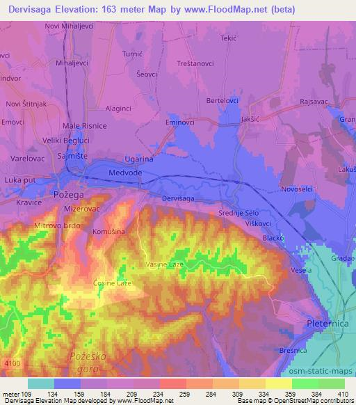 Dervisaga,Croatia Elevation Map