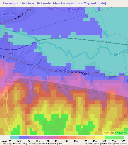 Dervisaga,Croatia Elevation Map