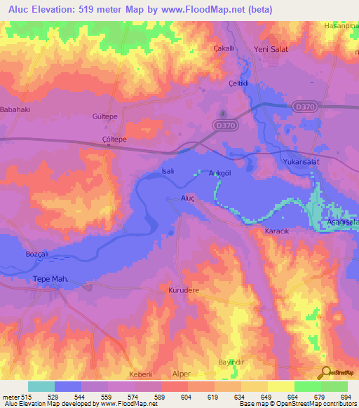 Aluc,Turkey Elevation Map