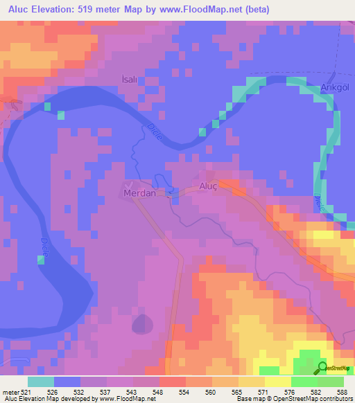 Aluc,Turkey Elevation Map