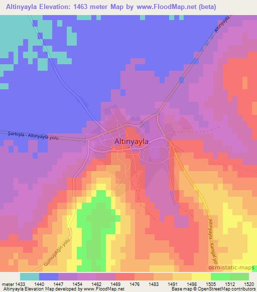 Altinyayla,Turkey Elevation Map