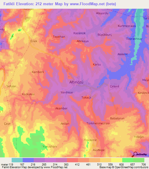 Fatikli,Turkey Elevation Map