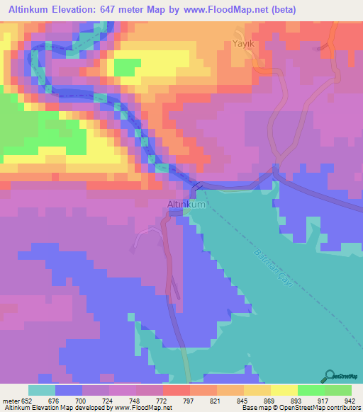 Altinkum,Turkey Elevation Map