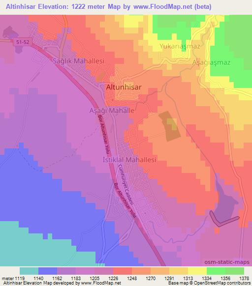 Altinhisar,Turkey Elevation Map