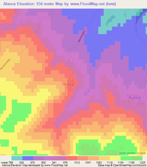 Alanca,Turkey Elevation Map