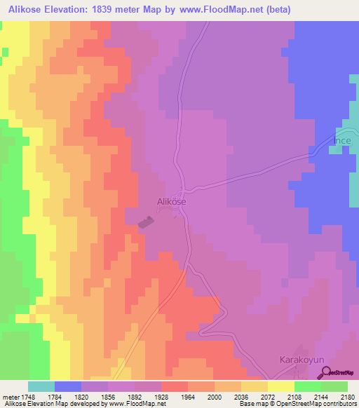 Alikose,Turkey Elevation Map