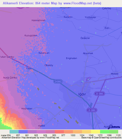 Alikamerli,Turkey Elevation Map