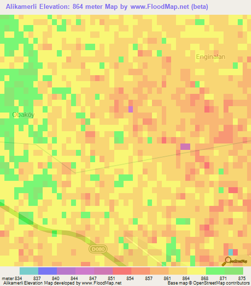 Alikamerli,Turkey Elevation Map