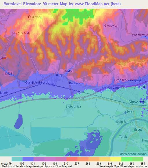 Bartolovci,Croatia Elevation Map