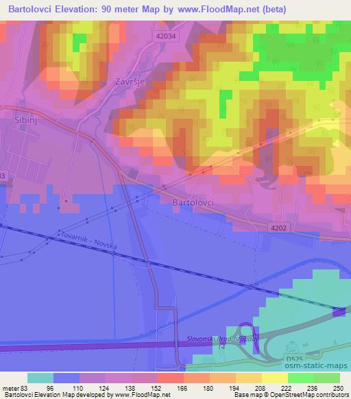 Bartolovci,Croatia Elevation Map