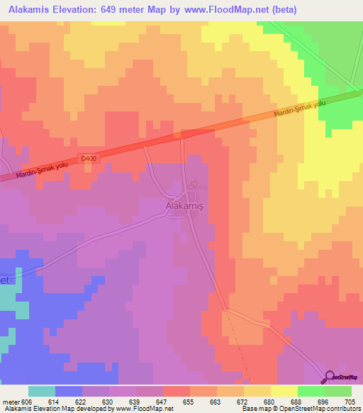 Alakamis,Turkey Elevation Map