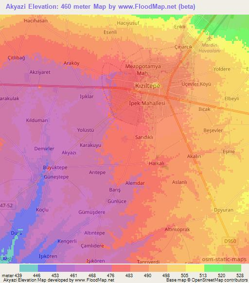 Akyazi,Turkey Elevation Map
