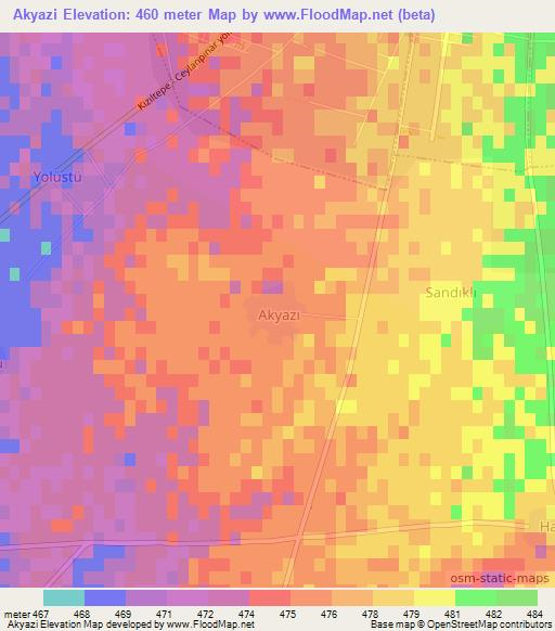 Akyazi,Turkey Elevation Map