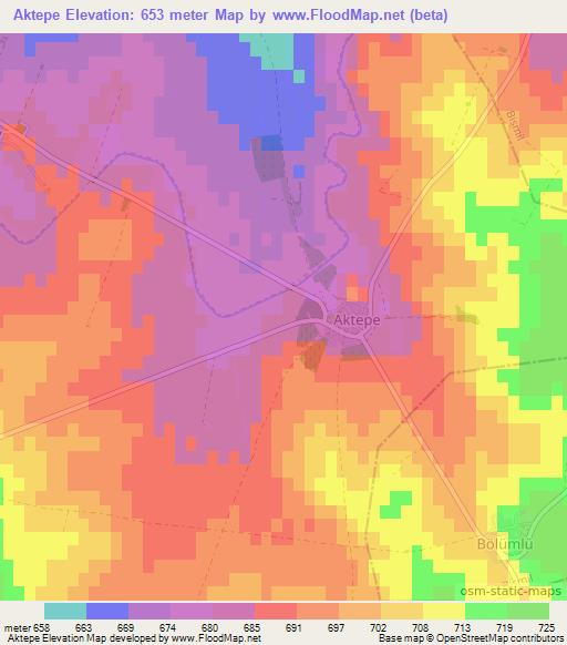 Aktepe,Turkey Elevation Map