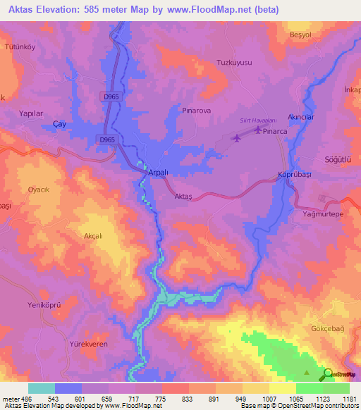 Aktas,Turkey Elevation Map