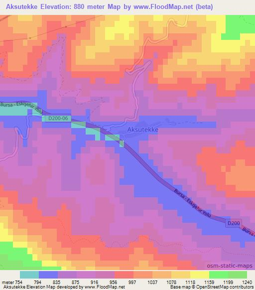 Aksutekke,Turkey Elevation Map