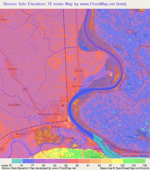 Borovo Selo,Croatia Elevation Map