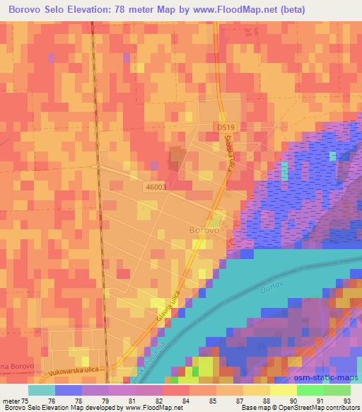 Borovo Selo,Croatia Elevation Map