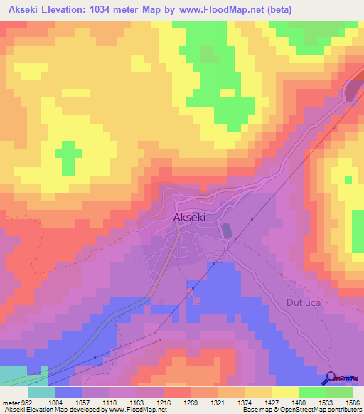 Akseki,Turkey Elevation Map