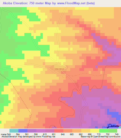 Akoba,Turkey Elevation Map