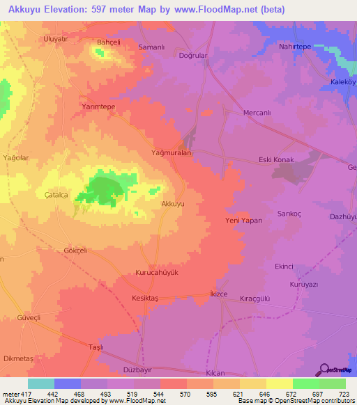 Akkuyu,Turkey Elevation Map