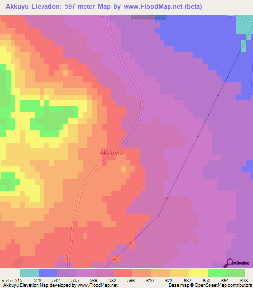 Akkuyu,Turkey Elevation Map