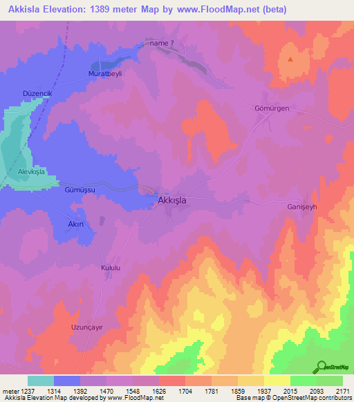 Akkisla,Turkey Elevation Map