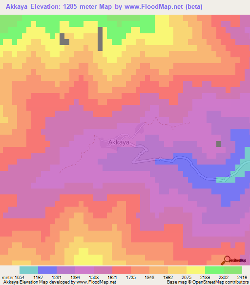 Akkaya,Turkey Elevation Map