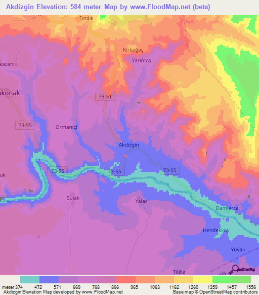 Akdizgin,Turkey Elevation Map