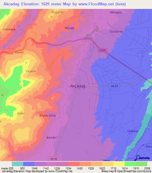 Akcadag,Turkey Elevation Map