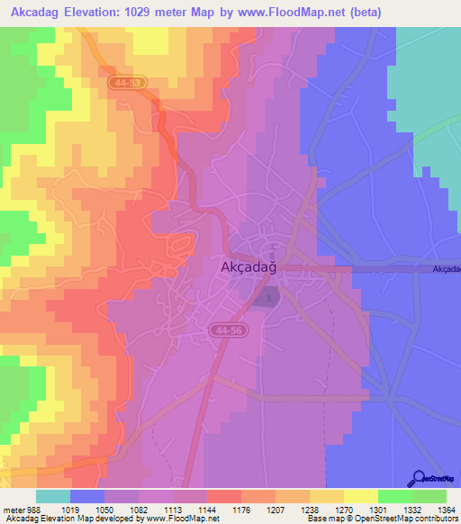 Akcadag,Turkey Elevation Map