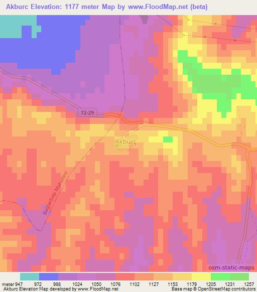 Akburc,Turkey Elevation Map