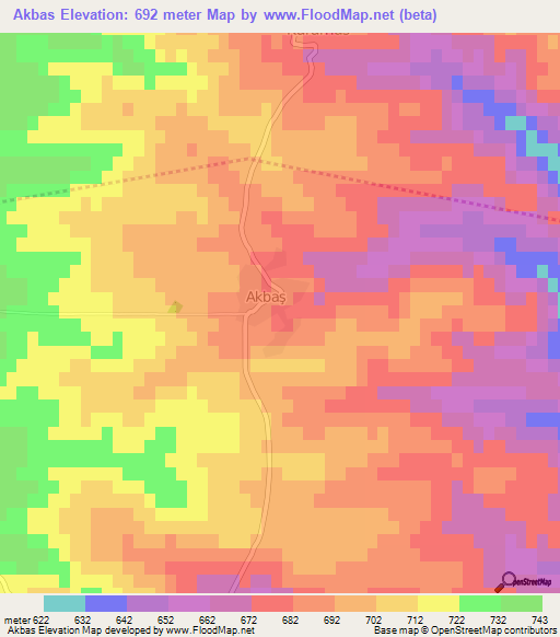 Akbas,Turkey Elevation Map