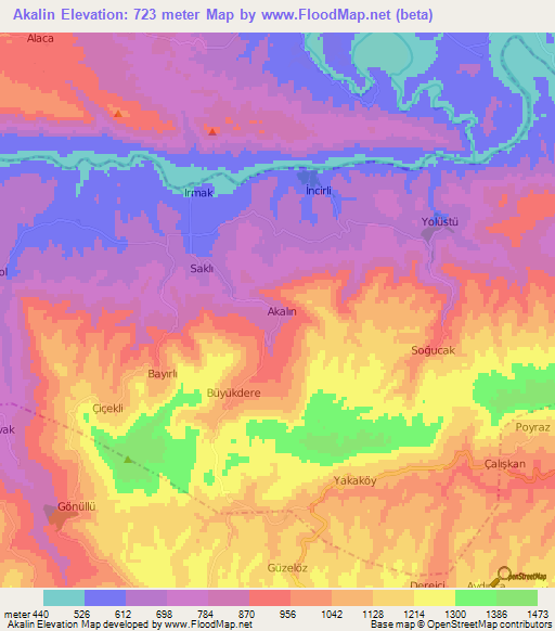 Akalin,Turkey Elevation Map