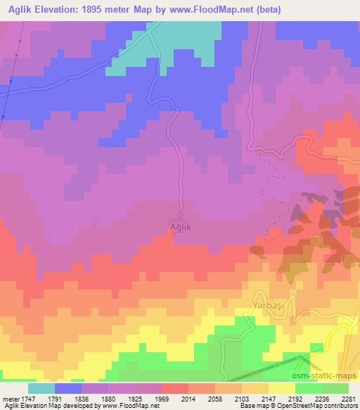 Aglik,Turkey Elevation Map