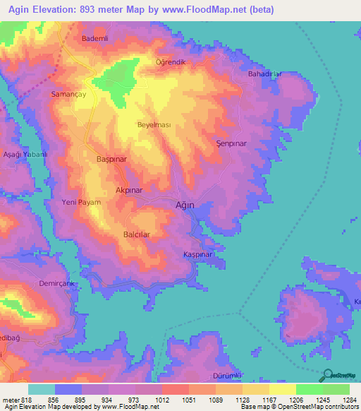 Agin,Turkey Elevation Map