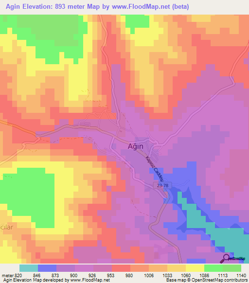 Agin,Turkey Elevation Map